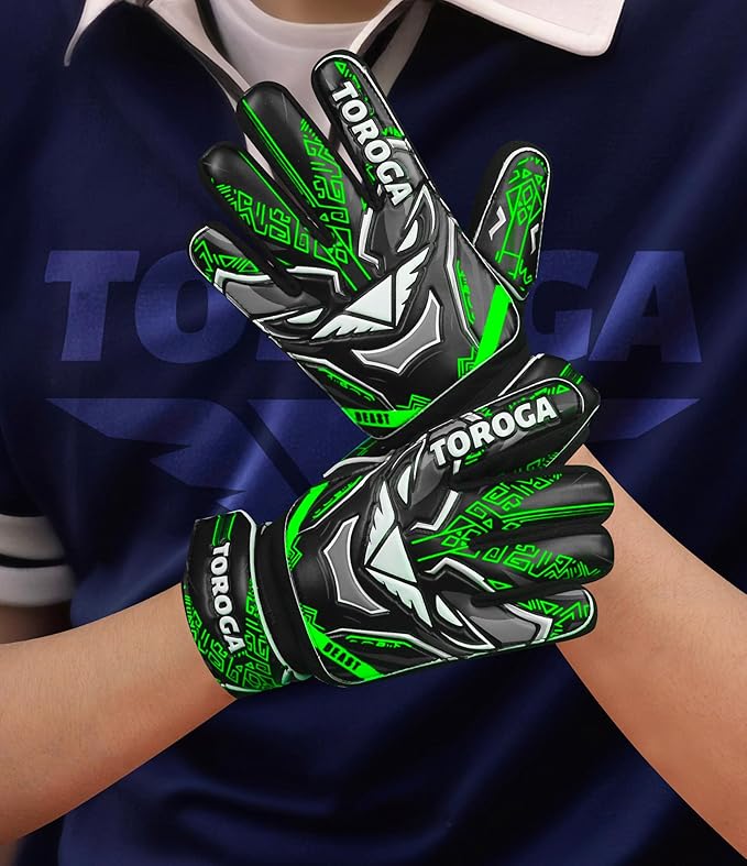 Goalkeeper Gloves for Kids & Youth – Soccer Goalie Gloves, Strong Latex Grip, Double Wrist Support & Breathable Mesh – Boys Football Gloves