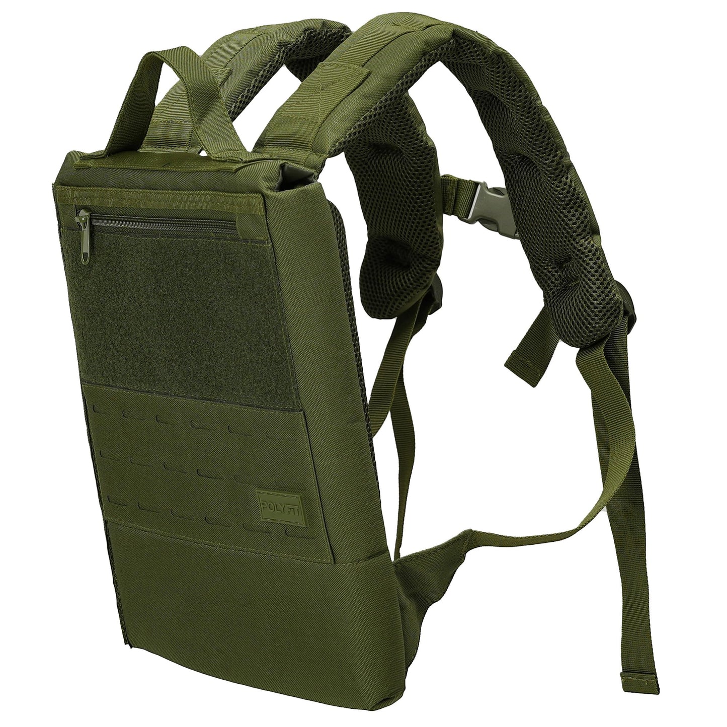 Polyfit Rucking Backpack 2.0 - Weighted Ruck Pack for Weight Plates - Patent Pending Side-Loading Rucksack for Walking, Running, Rucking, Strength and Endurance Training - Green