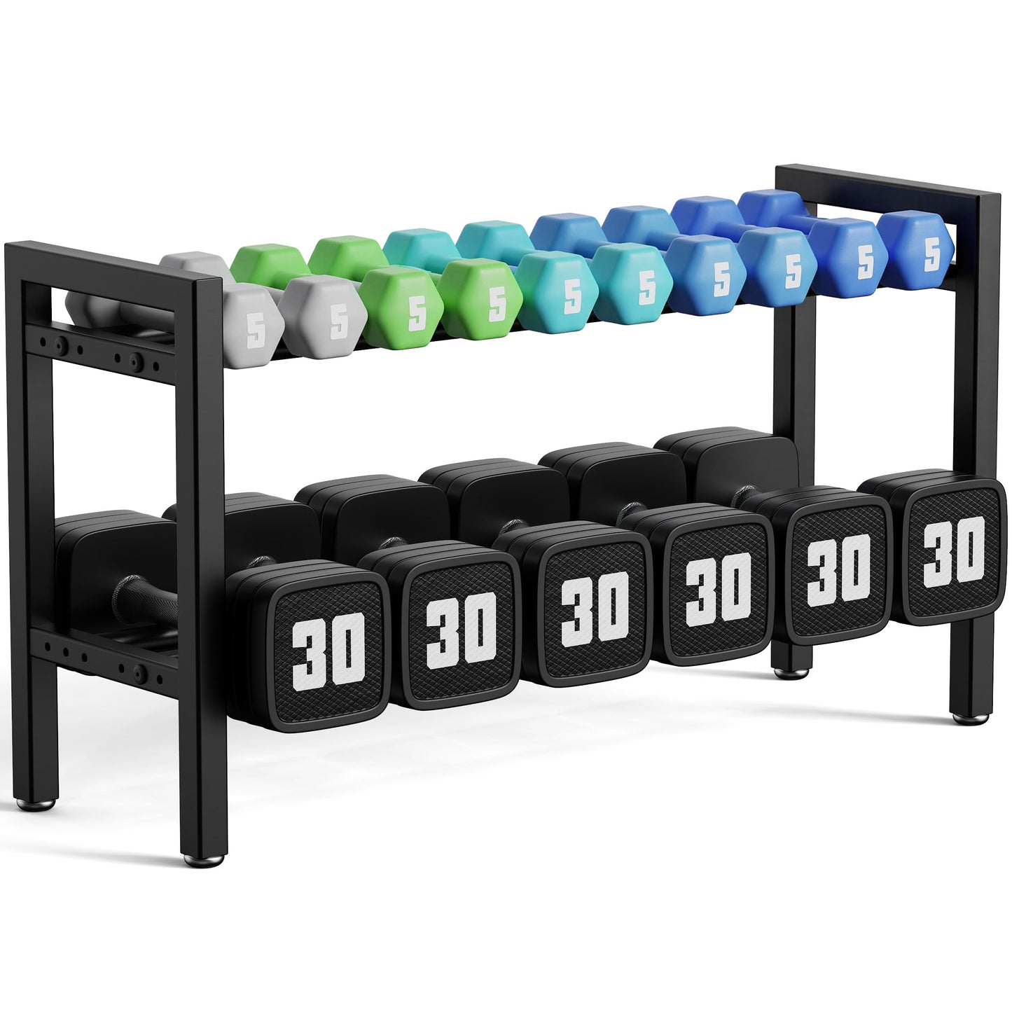 Dumbbell Rack 2-Tier 31 IN Length Adjustable Weight Rack For Home Gym Dumbbells Kettlebell (Rack Only)