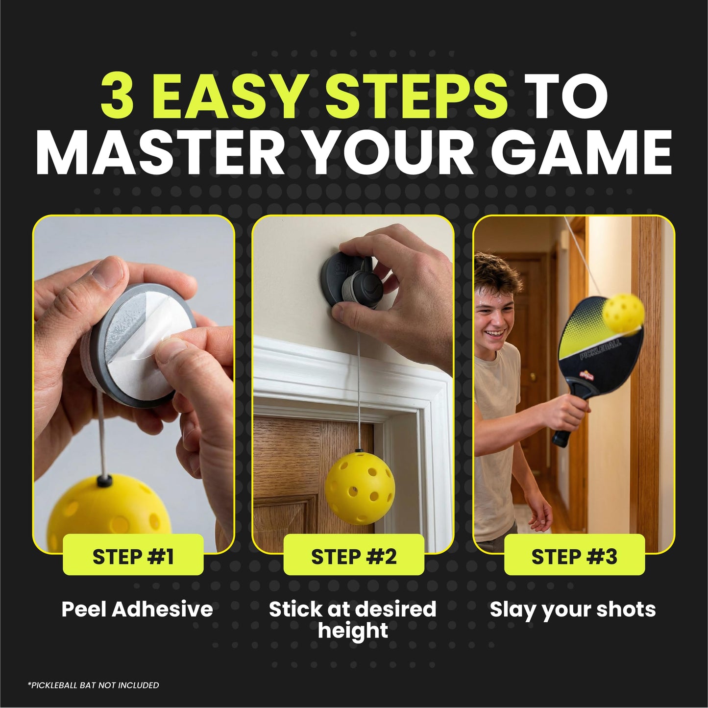 Swingball Solo Pickleball Trainer Set – Wall Mount Rebounder with Real Ball Tether – Indoor/Outdoor Practice Partner for All Skill Levels – Perfect Solo Training Aid - No Paddle Included, Ages 6+