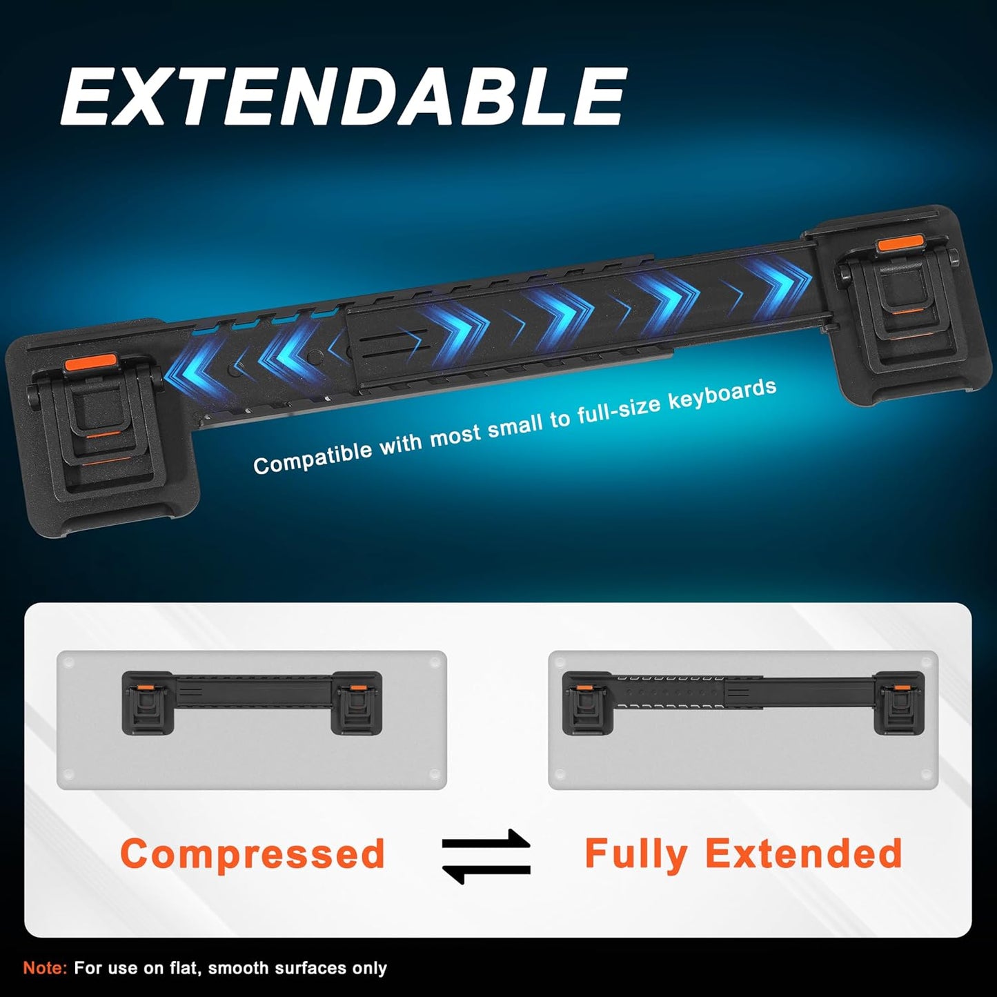 MEKASS Computer Keyboard Stand for Desktop, Adjustable Keyboard Riser, Extendable Holder, Non Slip, Ergonomic Office