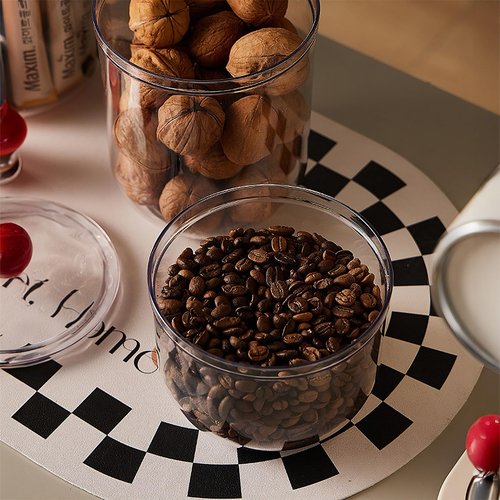 Custde 30 floz Clear Plastic Candy Jar with Lid – Cute Airtight Multi-Purpose Storage Canister for Candy, Cookies, Coffee, Sugar, Oats – Ideal for Kitchen Counter, Office Desk & Bathroom (30 fl oz)
