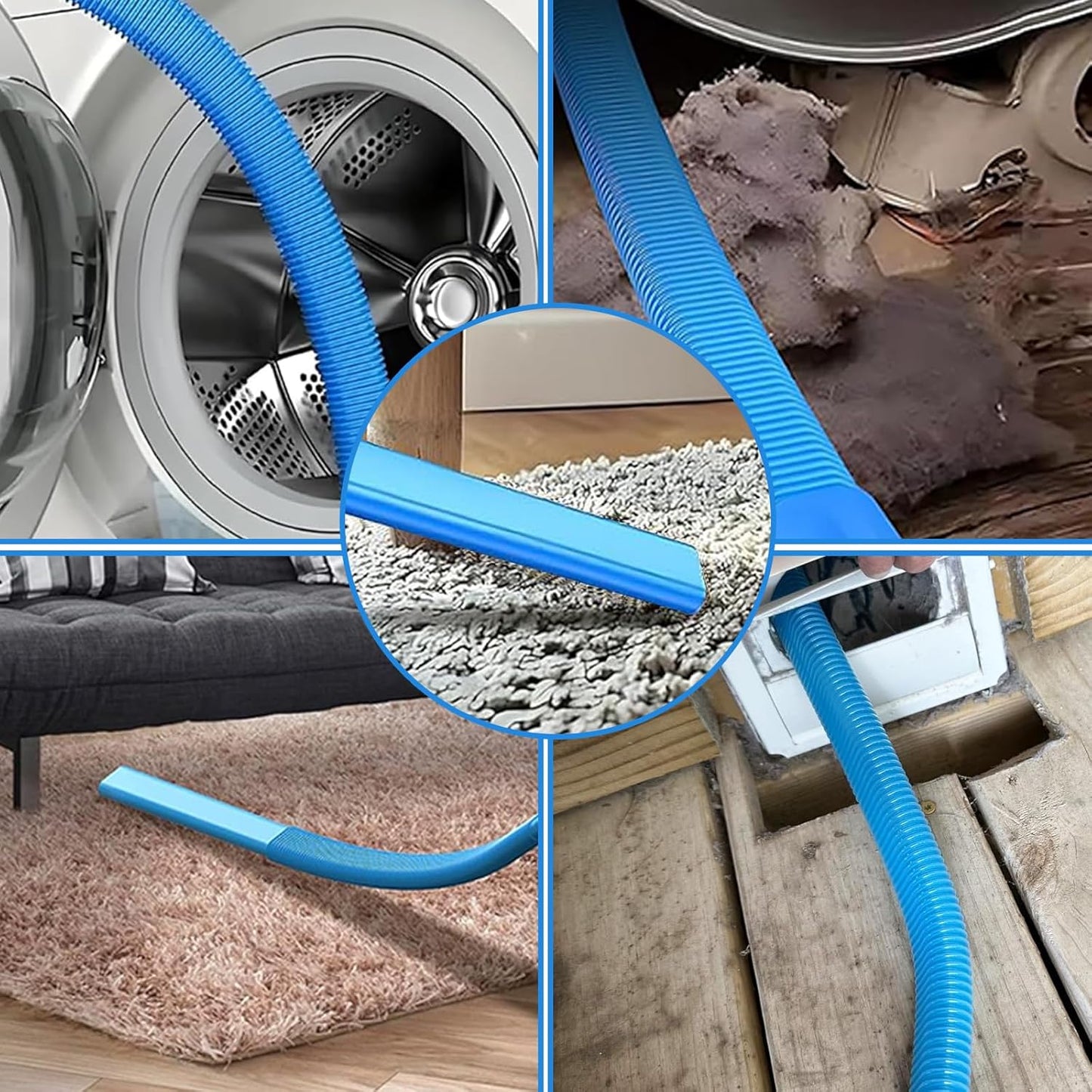 Skiennix Dryer Vent Cleaner Kit - Universal Vacuum Hose Attachment for Effective Lint Removal | Blue