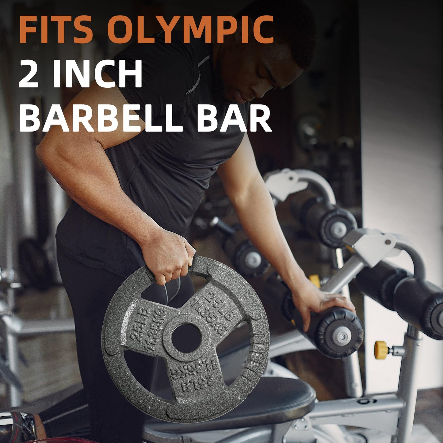 Fitvids 2 Inch Olympic Barbell Weight Plates Set, 120 LB(2.5-25 LB) Barbell Weight Set for Home Gym Strength Training, Triple-handle Design