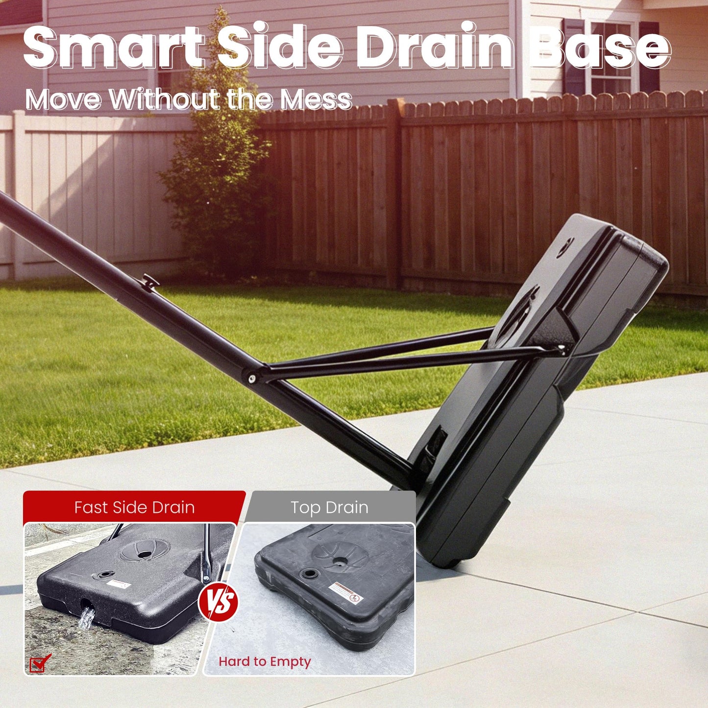 Feelwin Basketball Hoop, Portable Adjustable Height Basketball Goal with Wheels in Driveway, Backyard & Outdoor for Kids Youth and Adults