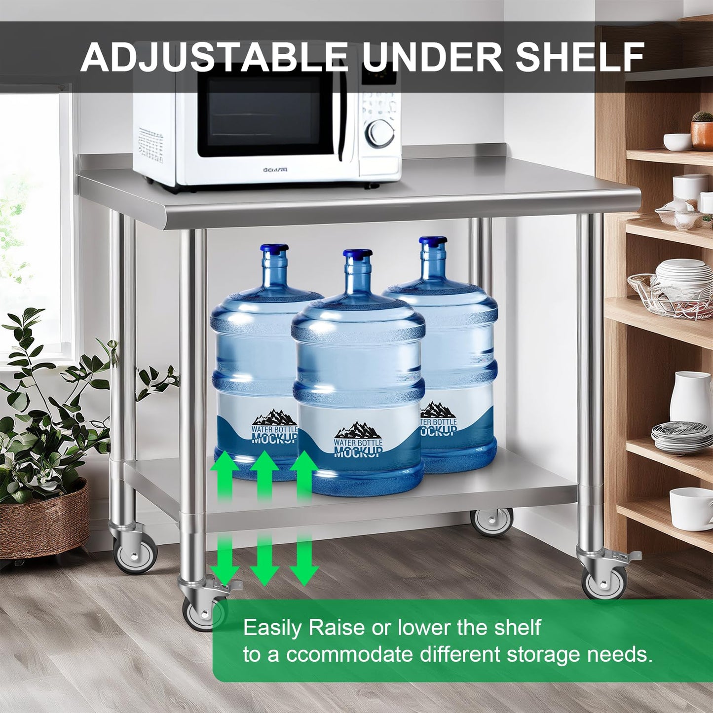 Faazy Stainless Steel Commercial Workbench - 30 x 36 Inch Metal Table Cart with Caster Wheel - NSF Certified - Heavy Duty for Restaurant, Kitchen, Garage