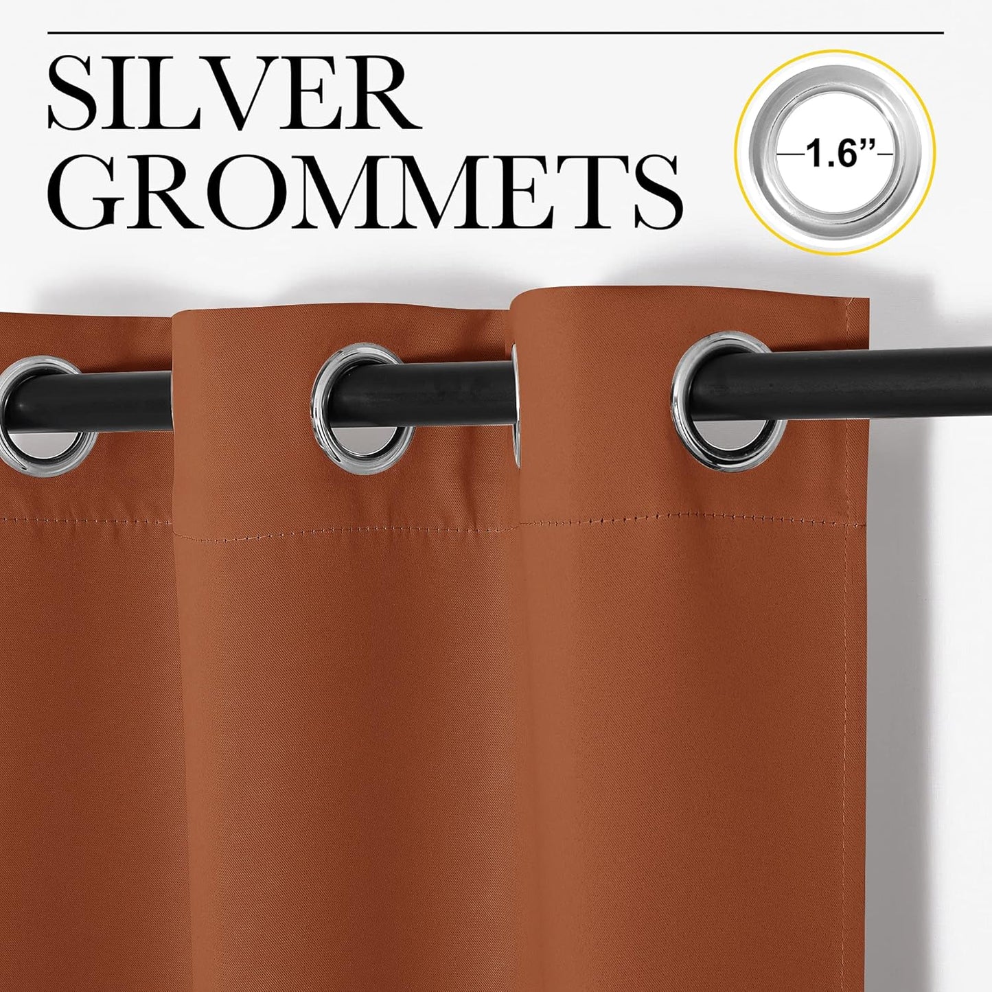 NICETOWN Room Darkening Drapes - Light Blocking Curtain Panels for Nursery | Soft Fabric, Burnt Orange, 42" x 95" (1 Pair)