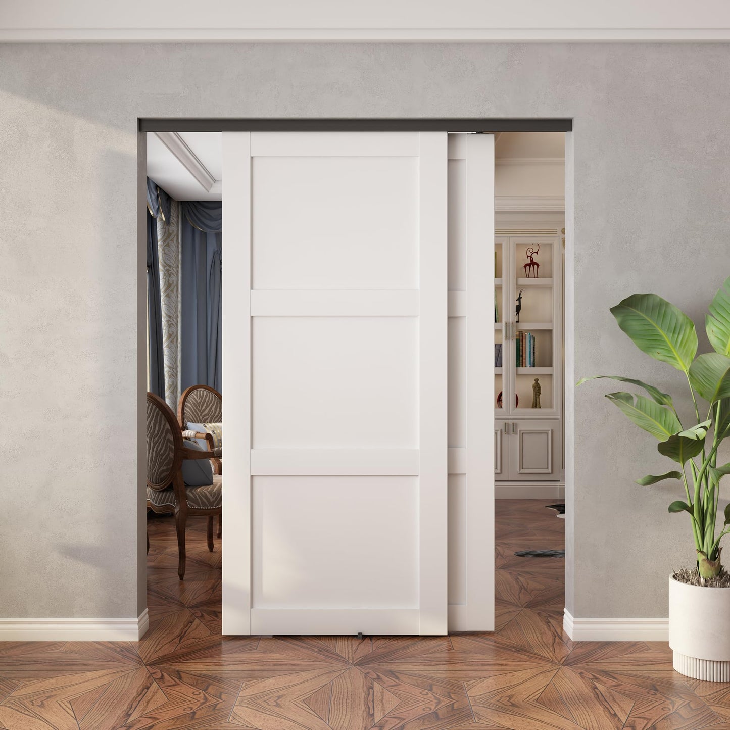 Sdstone Heavy Duty Bypass Door Hardware 72"/6FT,Aluminum Sliding Closet Door Track Hardware for Cabinet Closet, Pocket Door Track Rail Set for 2 Door System,Smoothly and Quietly,Black