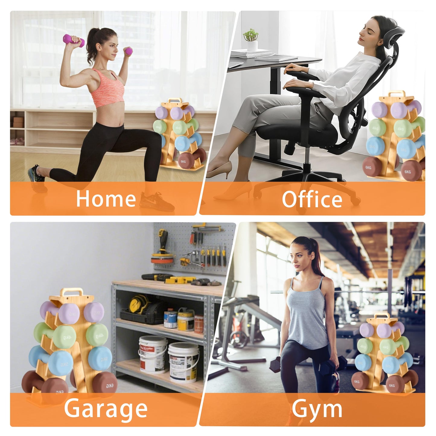 Wooden Dumbbell Rack for Home Gym Storage – Space-Saving A-Frame Stand for Organizing 8–15lb Weights, Protects Dumbbells from Scratches, Compact & Stylish Workout Storage (Rack Only)