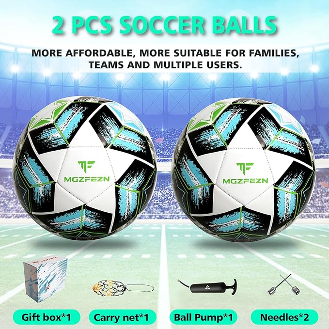 Youth Soccer Ball Size 4, Kids Outdoor Play Game Training Practice Soccer Ball for Teen Boy Girl Indoor Outdoor with 1 Pump 1 Net Bag and 1 Gift Box