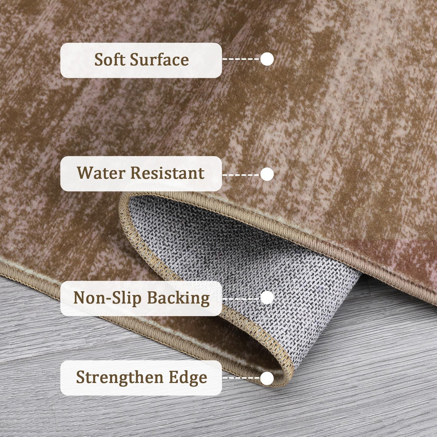 Garvee Large Area Rug 9x12 Living Room Rug Machine Washable Non Slip Floor Mat Modern Solid Soft Rugs Stain-Resistant Foldable Low Pile Carpet for Bedroom Nursery Office Dorm Kids Room Brown
