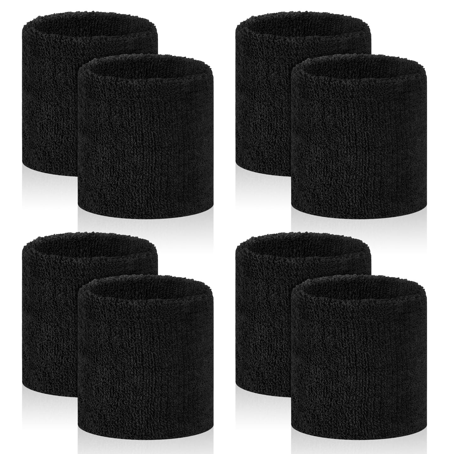 PEASUG 8 Pcs Sports Wrist Sweat Bands for Men & Women，Absorbent Wrist Sweatbands Tennis Wristbands, Elastic Wrist Bands for Sweat for Basketball Tennis Football Gym Running Working Out, Black