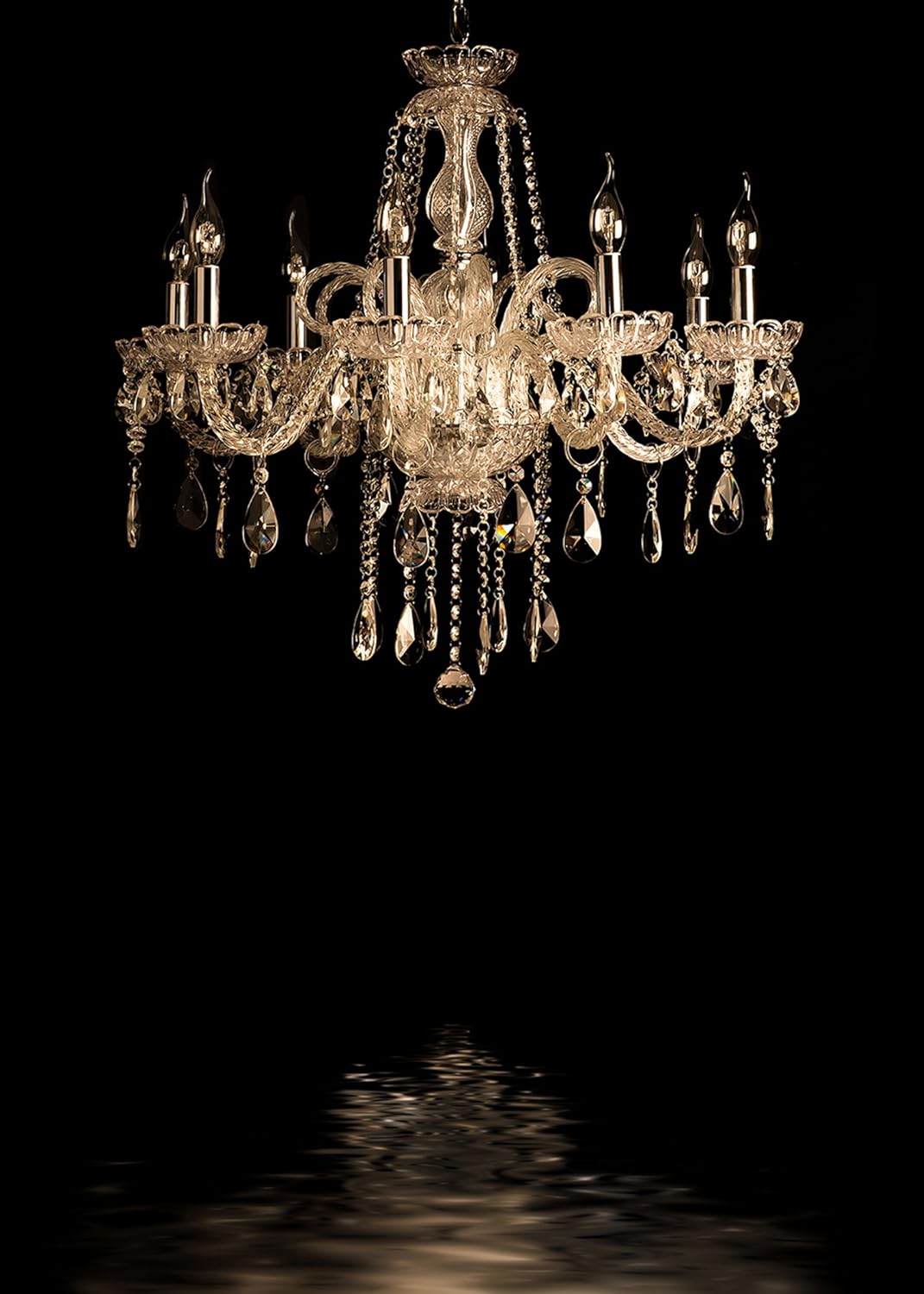 LYLYCTY 5x7ft LY024 Luxurious Chandeliers Photography Background European Gorgeous Crystal Chandelier Black Backdrop