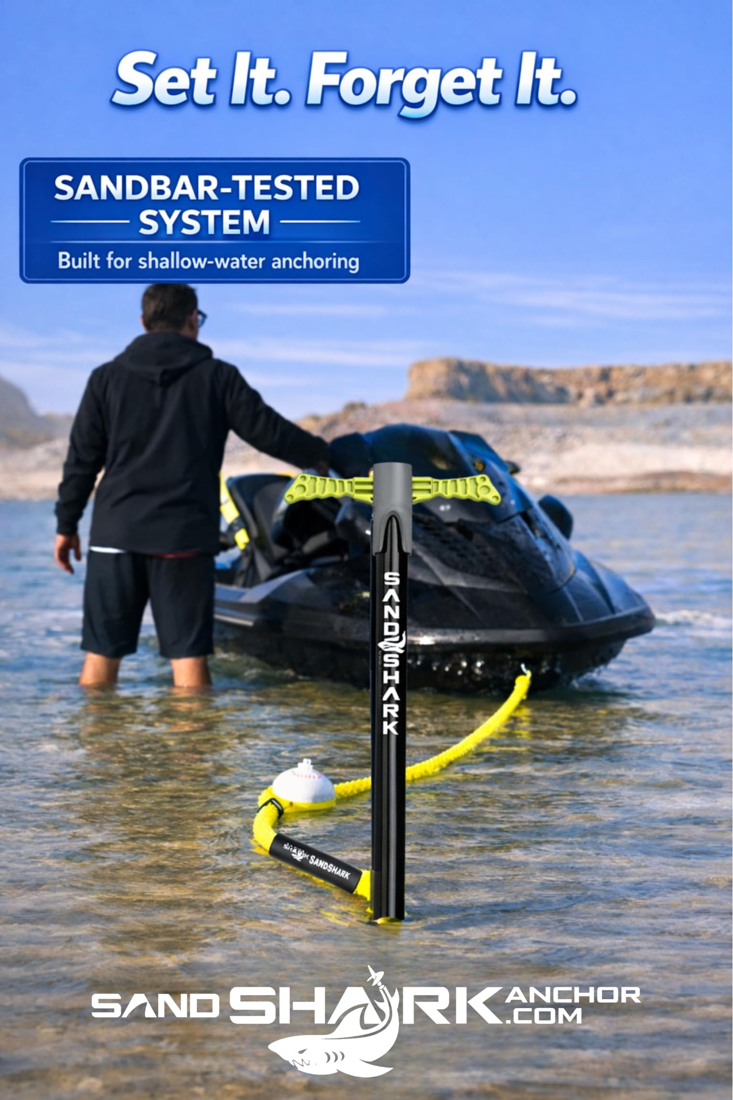 SandShark Premium Anchor Bungee Dock Line. Boat Accessories Anchor Line Absorbs Shock to Anchors and Docks w/Stainless Steel Clip - Neon Green - 7-14ft