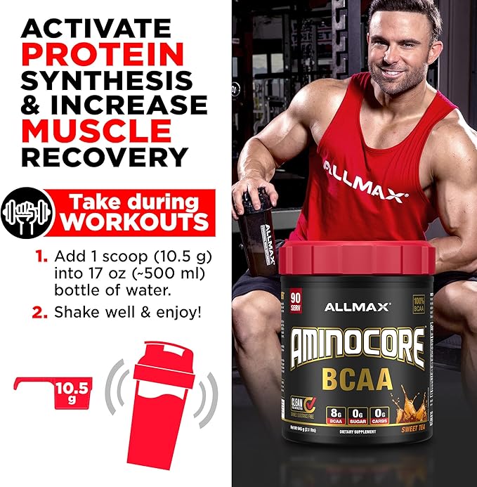 ALLMAX Nutrition AMINOCORE BCAA, Pink Lemonade - 945 g Powder - 8.18 Grams of Branched Chain Amin Acids Per Serving - with B Vitamins - No Fillers or Non-BCAA Aminos - Sugar Free - 90 Servings
