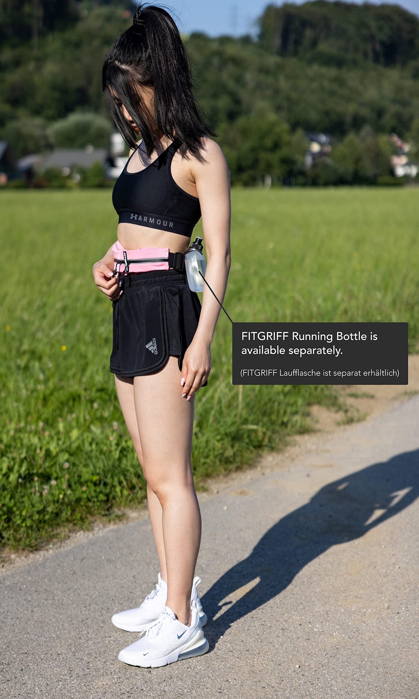 Fitgriff® Running Belt for Men & Women - Secure Jogging Pouch for Phone, Keys & Essentials - For All Cell Phones (Pink, 24.5" - 35.5" Waist Size)