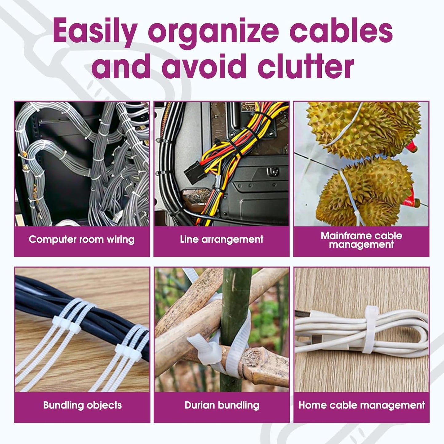 200 24 Inch 500lbs PCS Zip Ties Heavy Duty, Large Cable Ties Tensile Strength, Black Zip Ties for Indoor and Outdoor