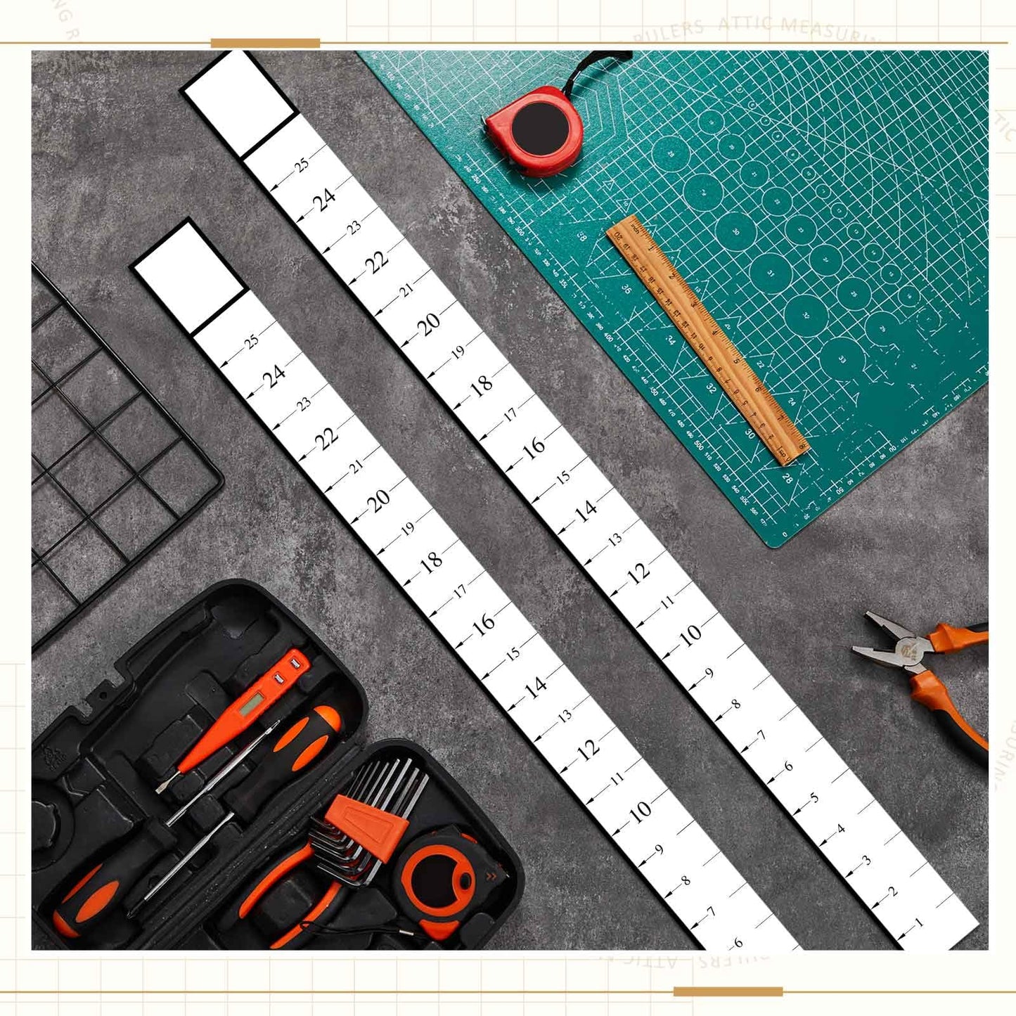 Saysurey Attic Measuring Rulers (Case of 1000), 25 Inch, Card Stock, Attic Insulation R-Value Ruler for Insulators Ceiling Insulation