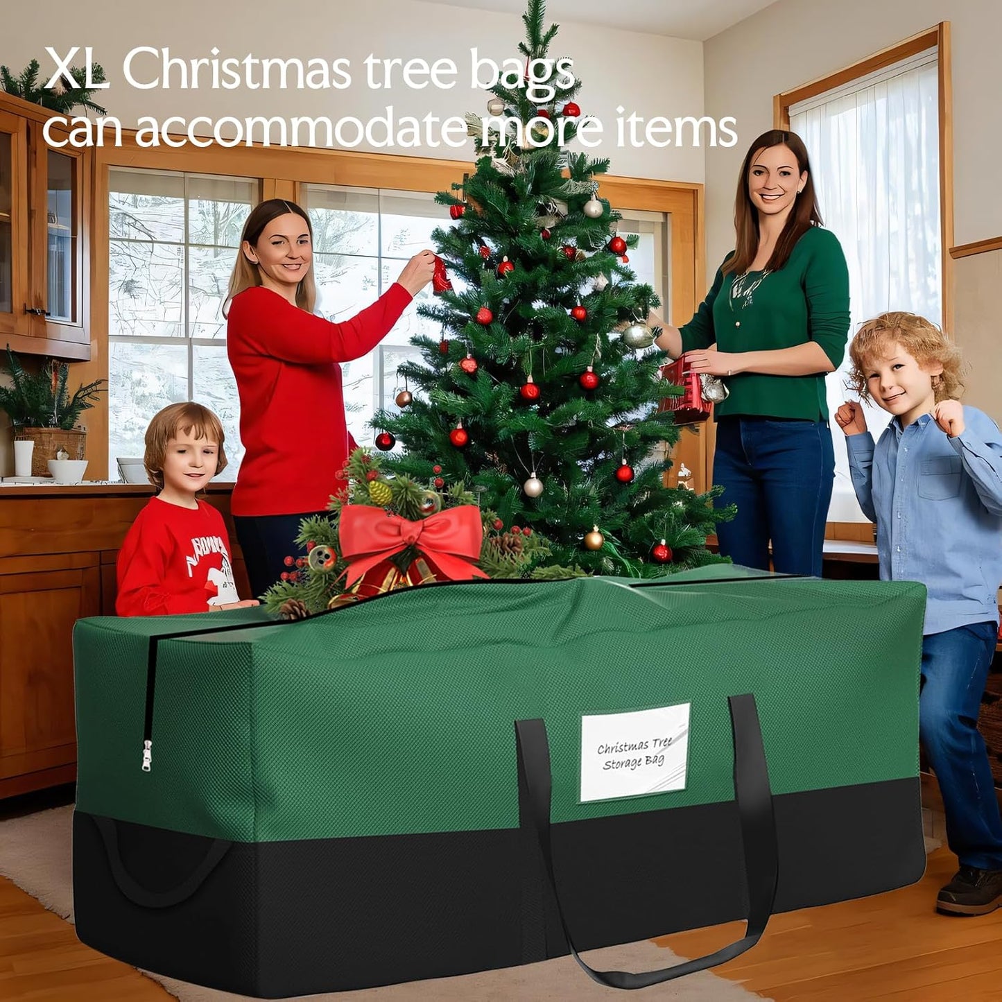 Skiennix Christmas Tree Storage Bag - Heavy Duty 600D Oxford Material | Fits Up to 10 Ft Trees, Dampproof with Dual Zipper & Reinforced Handles