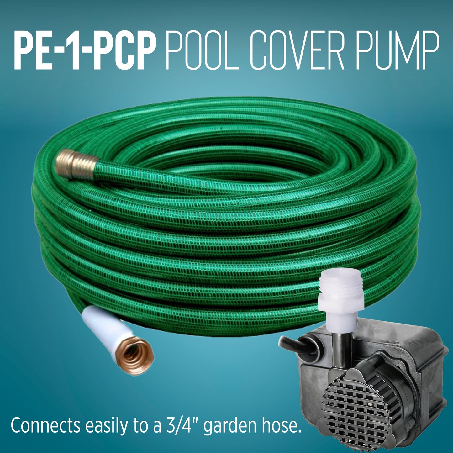 Little Giant PE-1-PCP 115 Volt, 1/125 HP, 170 GPH Manual Pool Cover Pump with 25 Foot Power Cord, Black, 518025