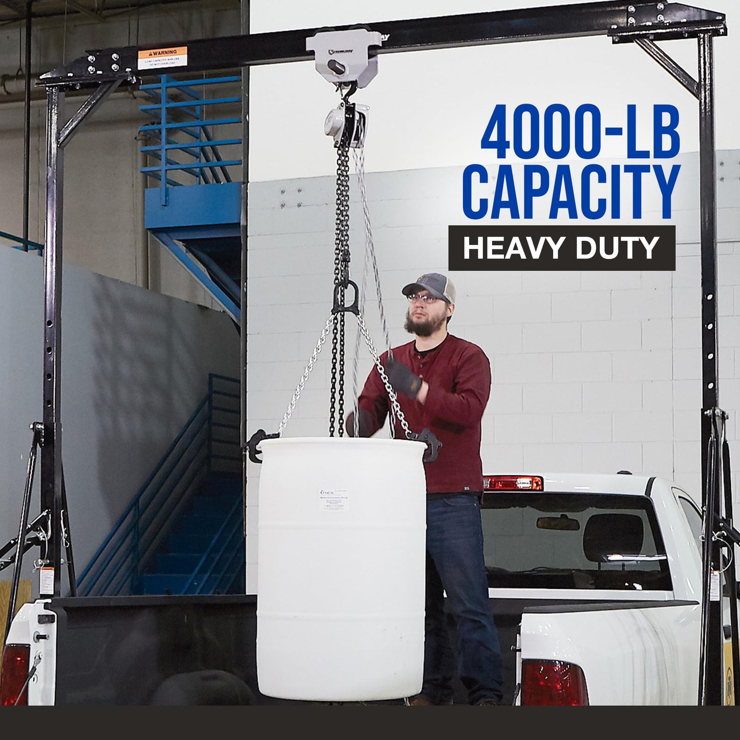 Strongway Adjustable Gantry Crane, 4000-Lb. Capacity, 8.2ft.–12.14ft. Lift