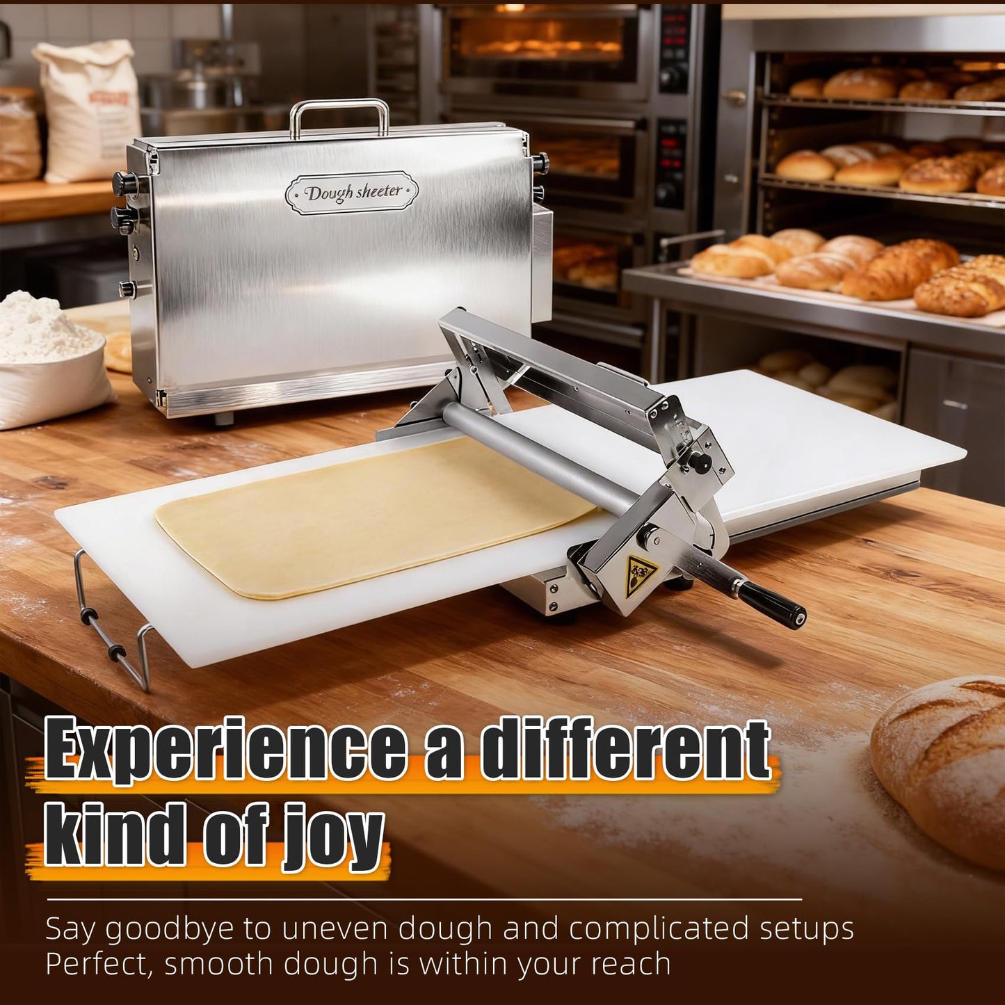Folding Dough Sheeter (12")，Folding Dough Rolling Machine，Manual Dough Sheeter，Dough Sheeter Machine For Home，Stainless Steel Dough Machine With 55 Adjustable Thicknesses,(1 Scrolling Panel)