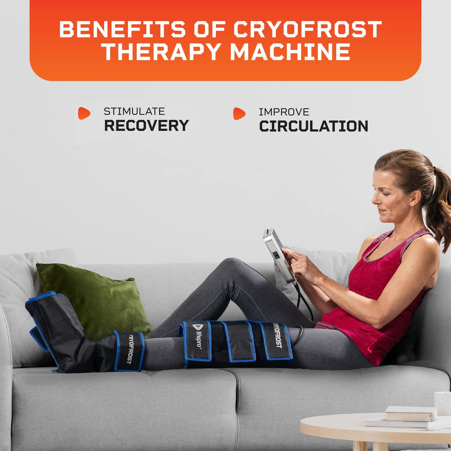 Lifepro Ice Machine for Cryotherapy - Cold Therapy for Ankle, Calf, & Thigh, Includes Reusable & Non-Toxic Wraps for Knee - Blue