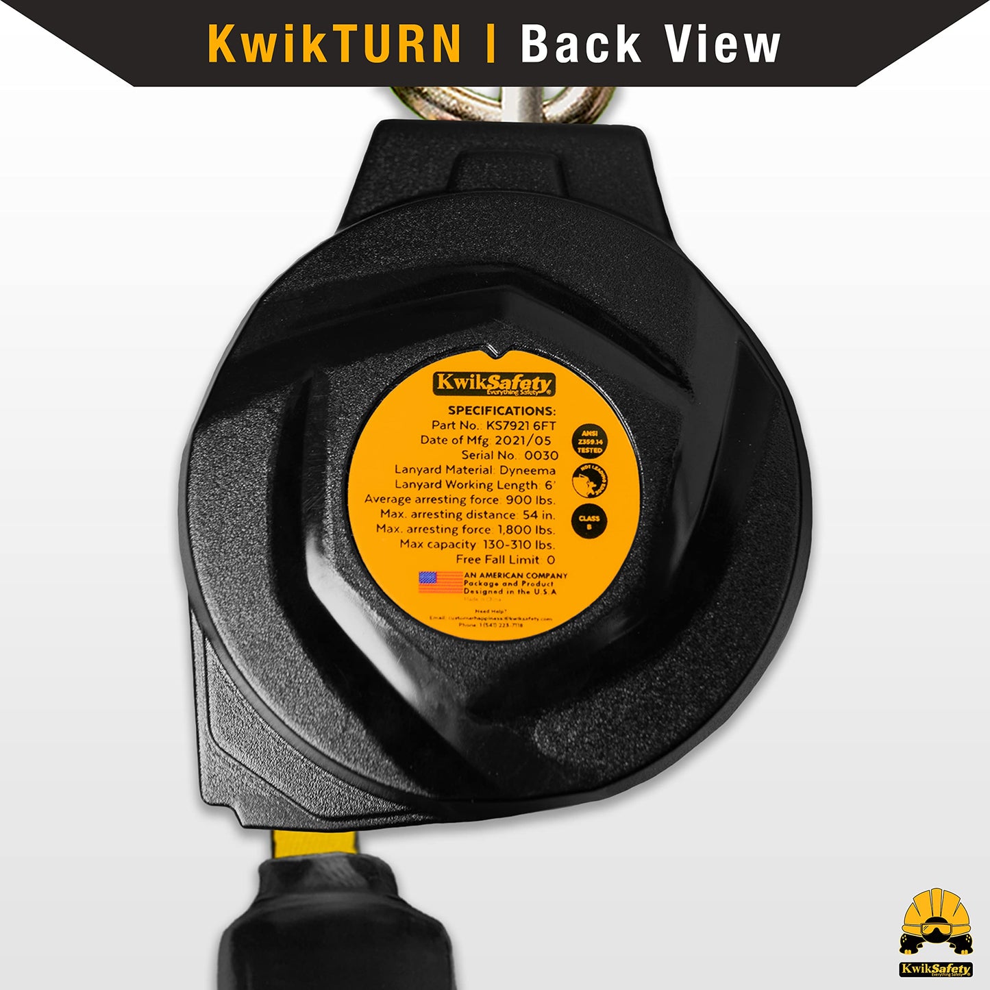 KwikSafety - 6' mini Mamba Self Retracting Lifeline [NO Tangle Web] Class 1 Retractable Safety Lanyard SRL ANSI OSHA