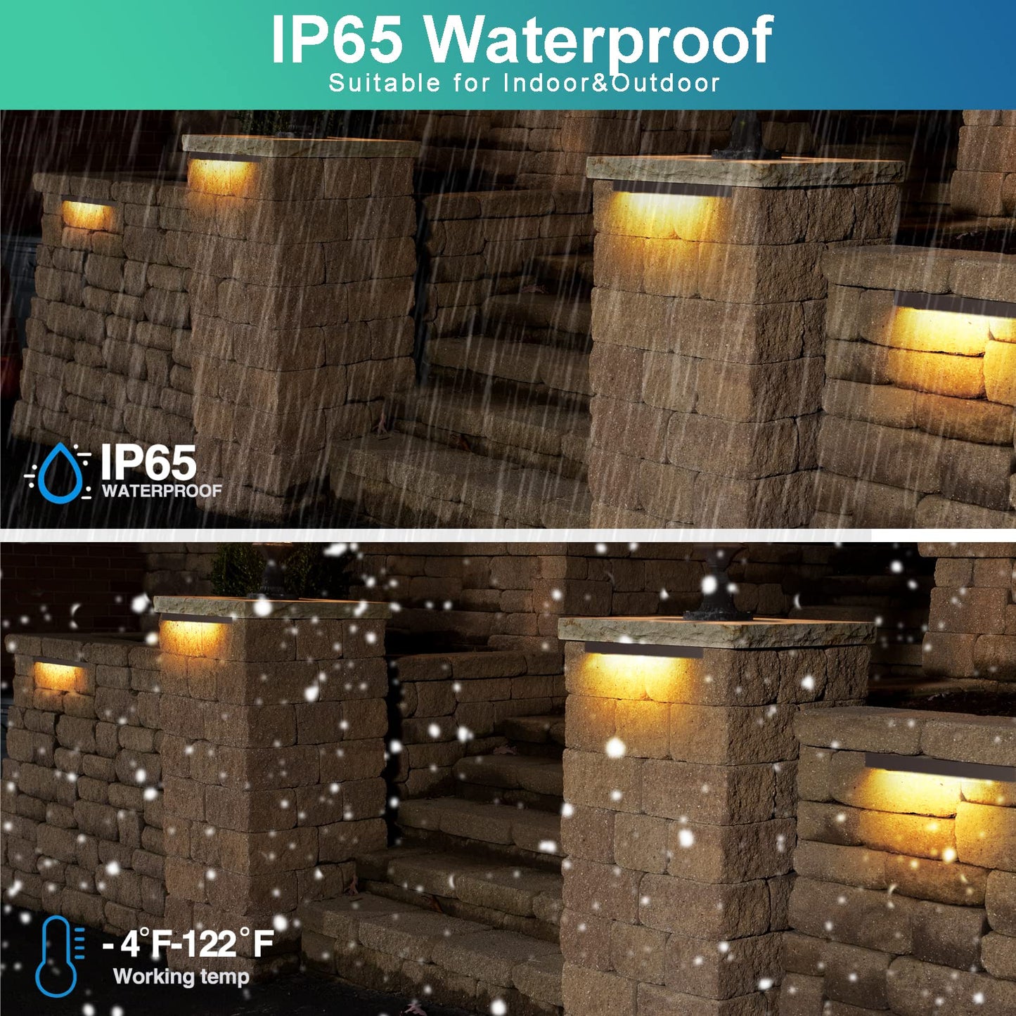 Kwinmyso 4-Packs 5W 12 Inch LED Hardscape Paver Lighting,12V AC/DC Low Voltage Retaining Wall Lights,LED Landscape Lighting,2700K Soft White Outdoor Step Light,50,000 Hours Lifespan