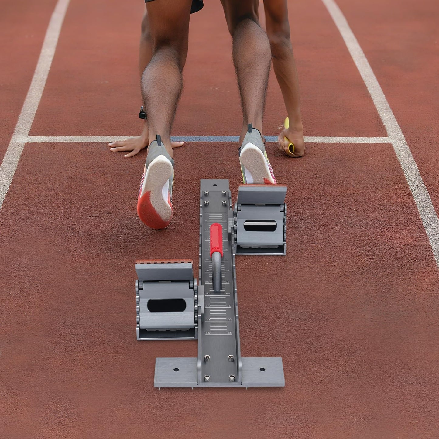Starting Block, Running Starting Blocks Aluminum Alloy Running Track Blocks Adjustable Multi-Function Lightning Starting Block Sprinter Pedals w/3 Long Nails for Plastic Runway Cinder Track Back