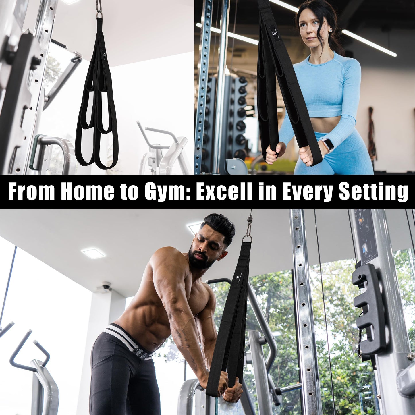 EVMT Total Body Rope 27 inch & 20 inch for Cable Machine – LAT Pulldown Attachments, Heavy-Duty Tricep Rope, Gym Strength Training, Home Pulley System, Cable Accessories, Workout Equipment