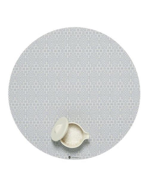 Martha by Martha Stewart | Chilewich Boxwood Placemats in Sea - Set of 4 - Easy Care Woven Tabletop Textiles - Indoor/Outdoor - 15" Round