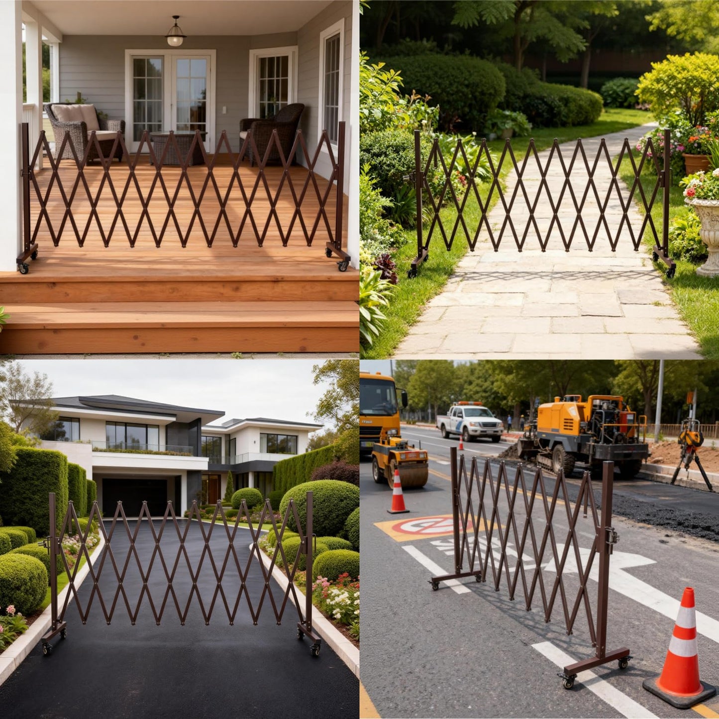 WICHEMI Expandable Driveway Gate, Retractable Gate Outdoor 10.8FT Portable Fence for Wide Openings Temporary Traffic Garage Barricade Safety Gate for Backyard