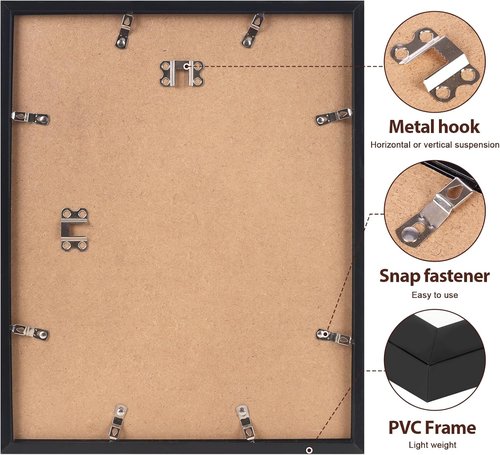 Fixwal 11x14 Picture Frame Set of 2 - Black Wall & Tabletop Frames with Mat for 8x10 Photos