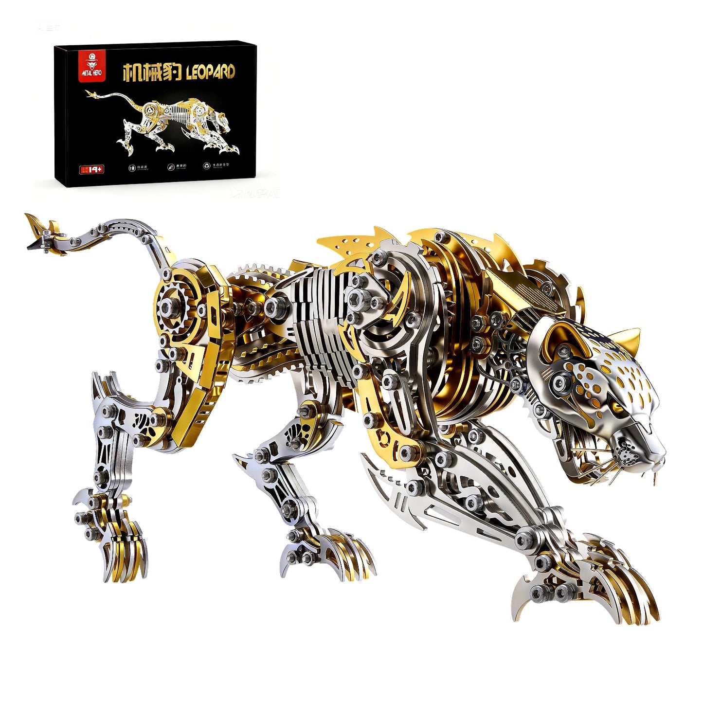 Leopard 3D Metal Model Kit for Adults and Teens, 3D Metal Puzzle, DIY Metal Building Kit, Challenging Assembly Model, Brain Teaser Challenge, Desktop Decor, Collectible Gift for Men
