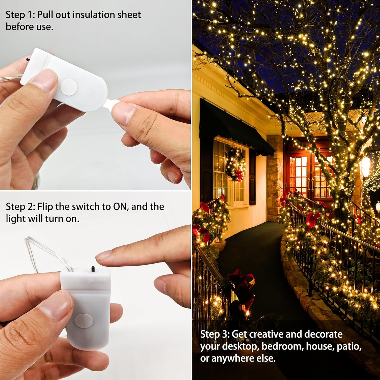 Skiennix 30 LED Fairy Lights - 10 Ft Waterproof Silver Wire String Lights for Weddings & Crafts | Warm White