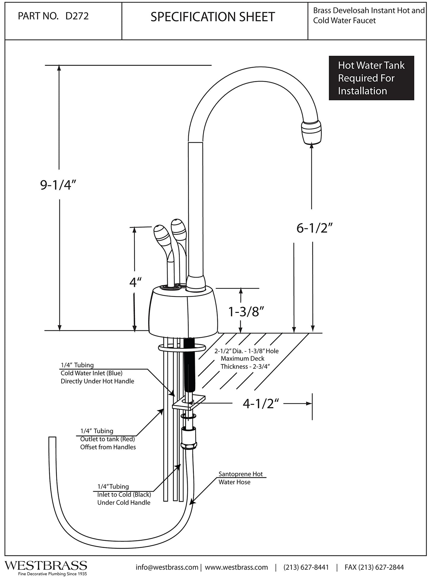 Westbrass D272-12 Develosah Hot/Cold Dispenser with Two Handle Hot and Cold Water Dispenser Faucet, Oil Rubbed Bronze