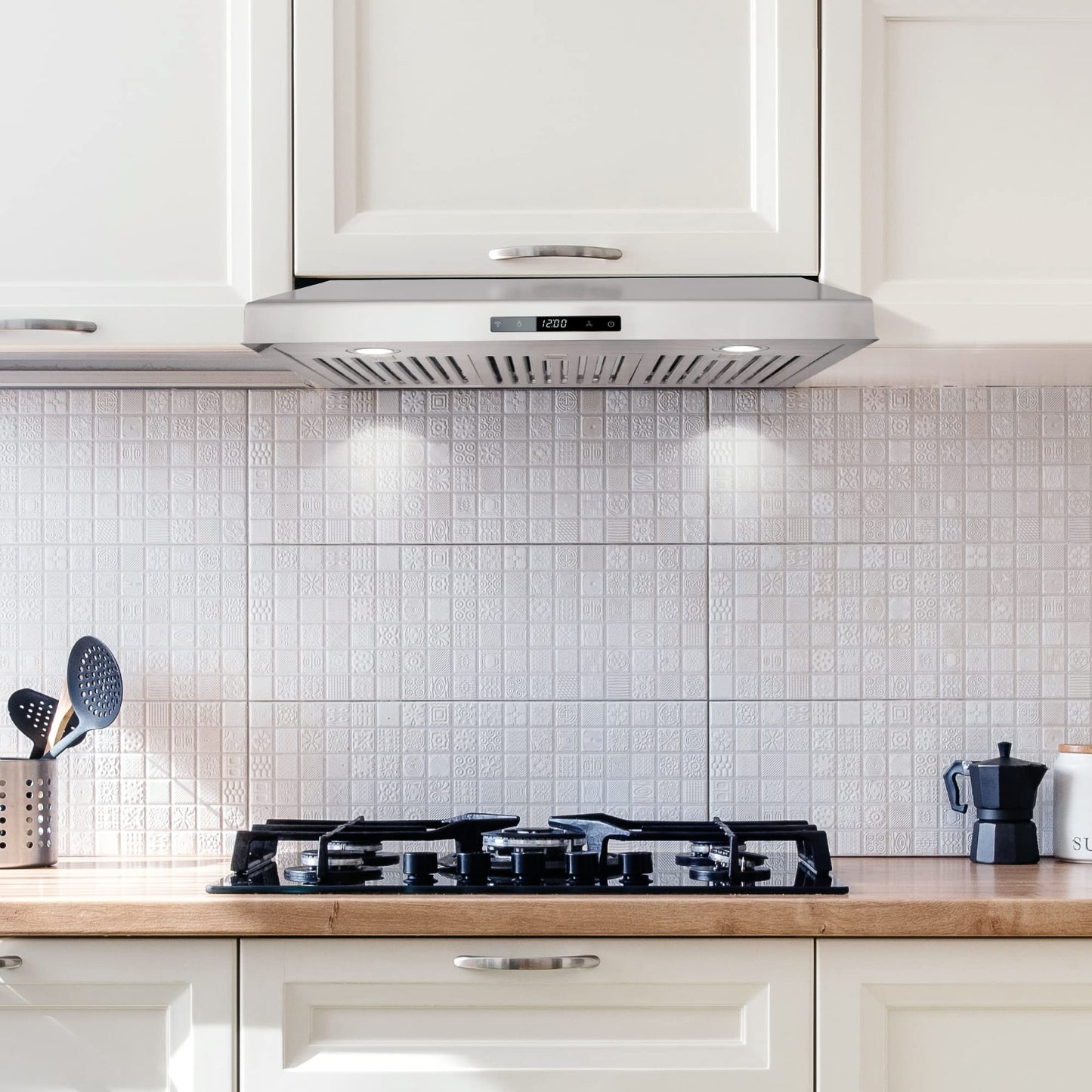 COSMO COS-KS6U30 30 in. Haven Collection 500 CFM Ducted Under Cabinet Range Hood, Touch Controls, LED Lights, Stainless Steel