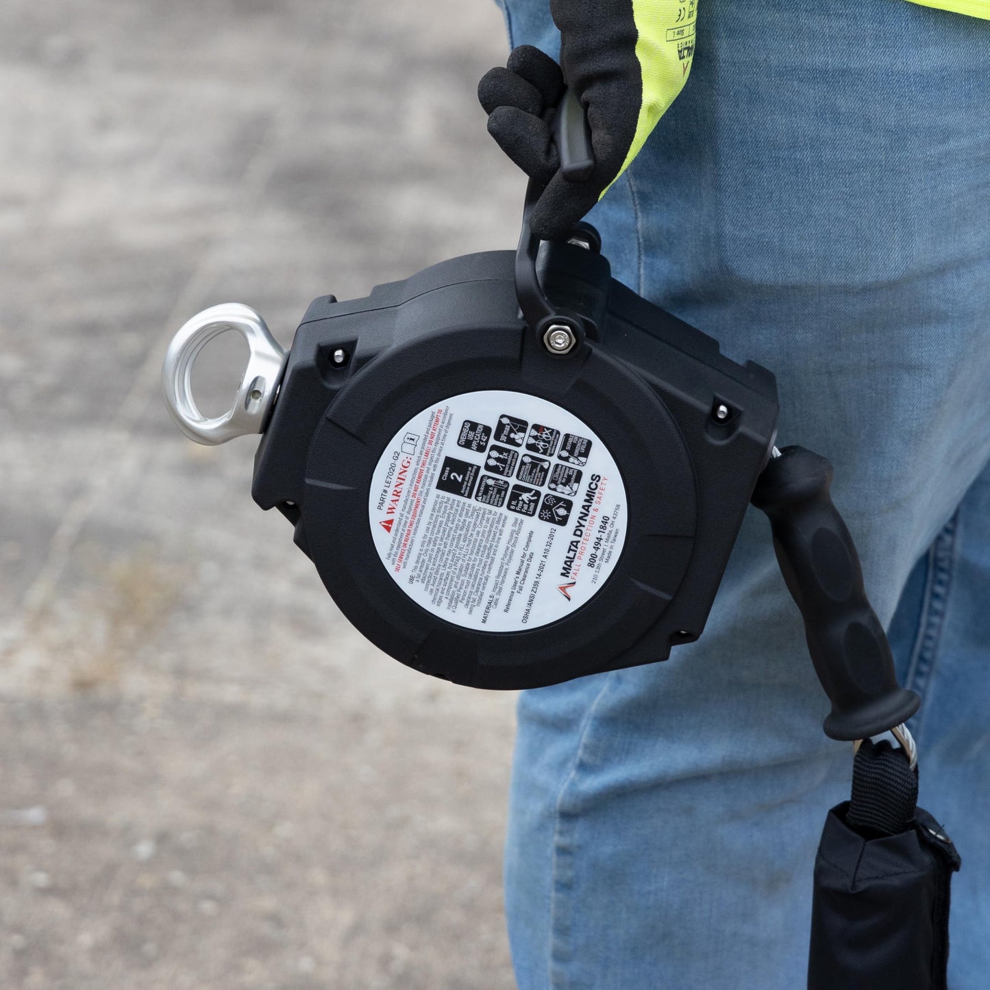 Malta Dynamics Edgehog Self Retracting Lifeline – 20’ Leading Edge Fall Protection Yoyo Cable, Class 2 Retractable Lanyard with Quick-Action Brake, OSHA and ANSI Compliant Safety Lanyard