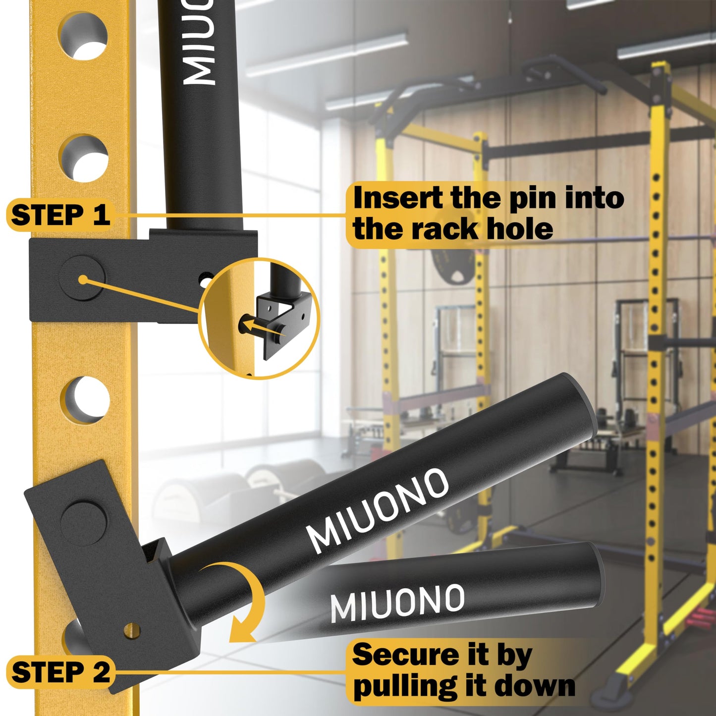 MIUONO Weight Plate Holder, Weight Plate Rack Storage for 2X2 Power Rack Attachments with 1” hole, Extended Version Hang More 2" Weight Plates (1 Pair)