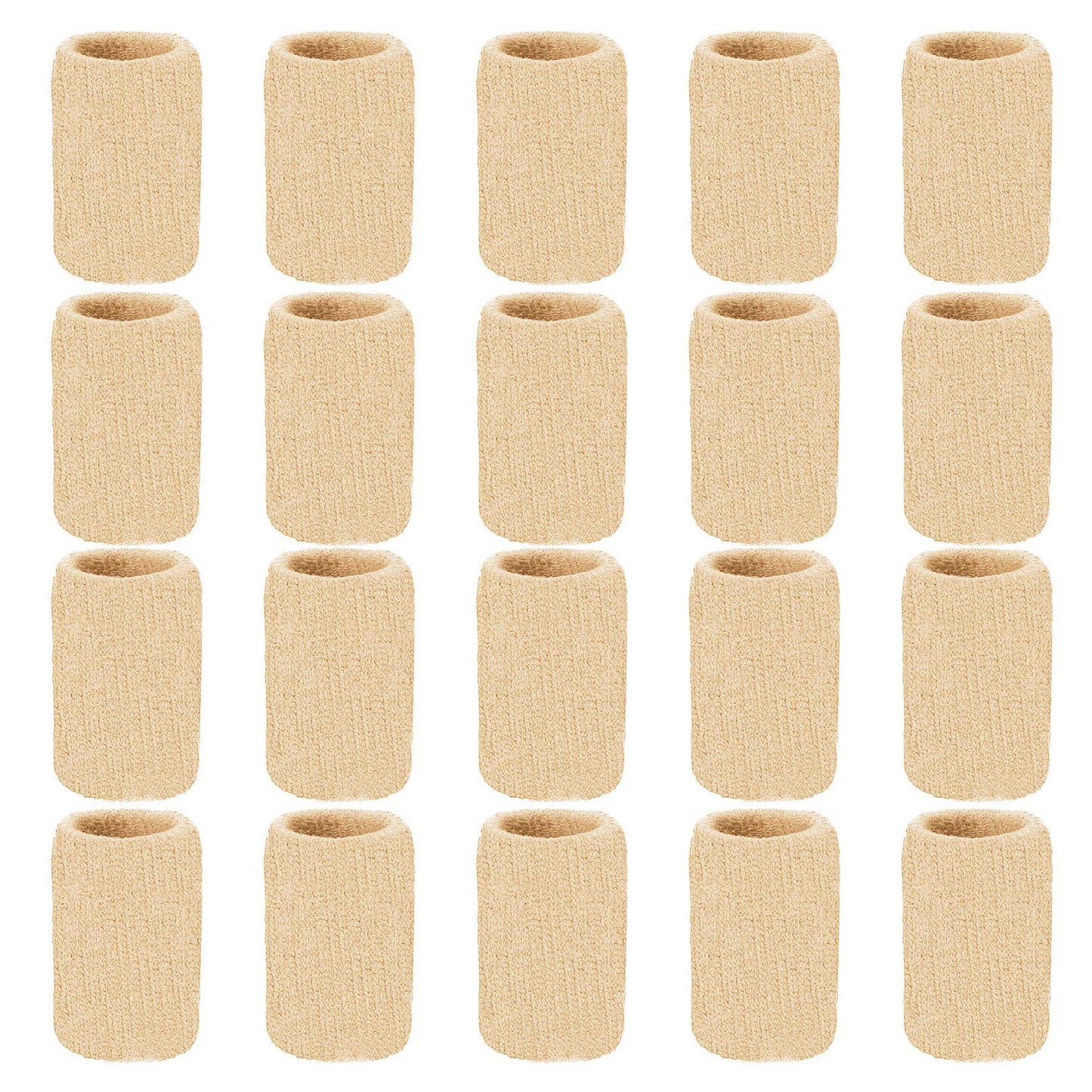 Senkary 20 Pieces Finger Compression Sleeves Elastic Finger Protectors Thumb Splint Brace for Arthritis Pain Relief, Basketball Sport (Beige)