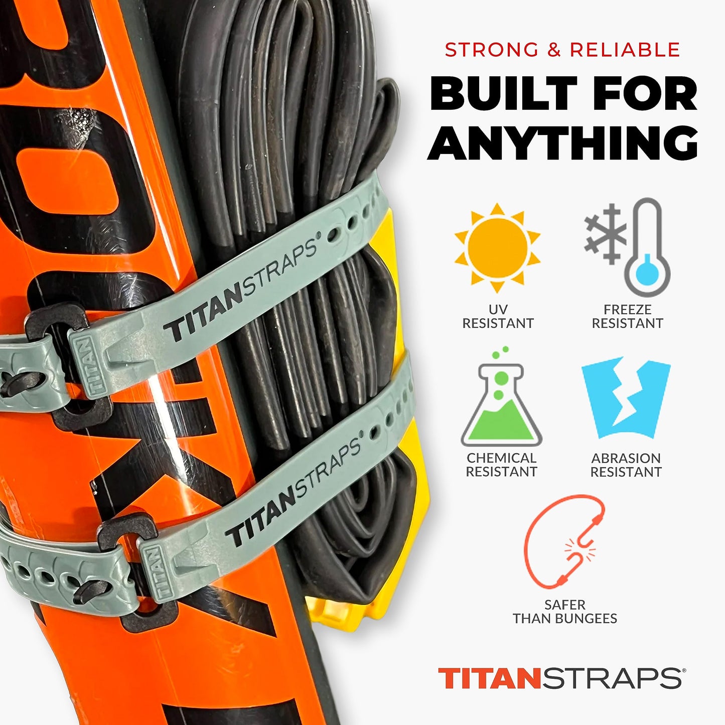 Titan Utility Straps – Mini Straps Set to Organize Computer Cables, Arts & Crafts, and Fishing Rods (15" Length / 4-Pack, Slate)