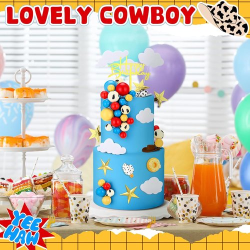 GlikCeil 57 Pcs Cartoon Cake Topper Kit - Colorful Cow Birthday Party Decorations | Baby Shower Supplies