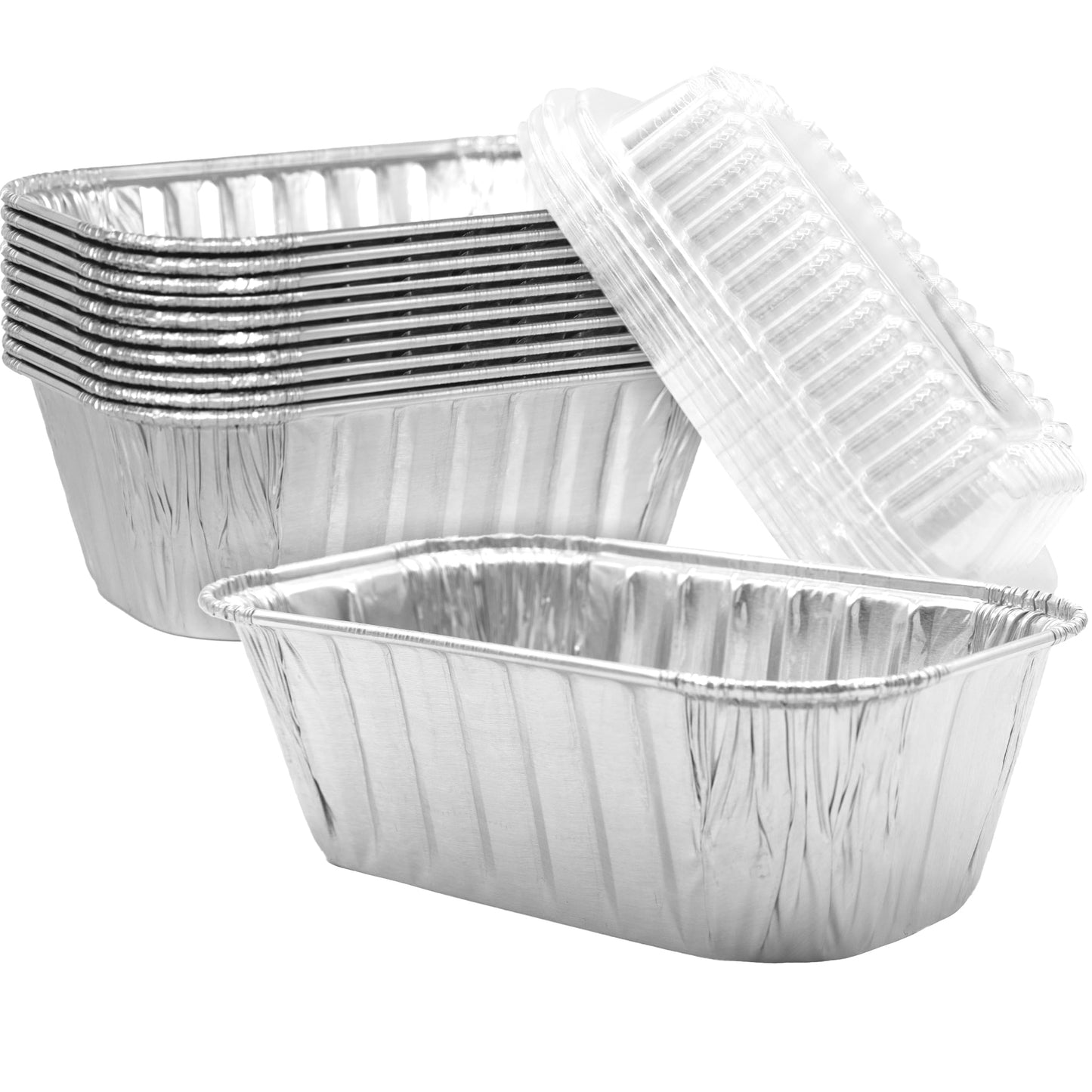 Small Chef-Grade Thick 6 x 3.75 in Foil Loaf Pans w/Lids 10Pk. Best Disposable Bakeable 1Lb Aluminum Tin Pan for Baking Bread Meatloaf or Lemon Bundt Cake for Holiday Gifts, Bake Sales or Fundraisers