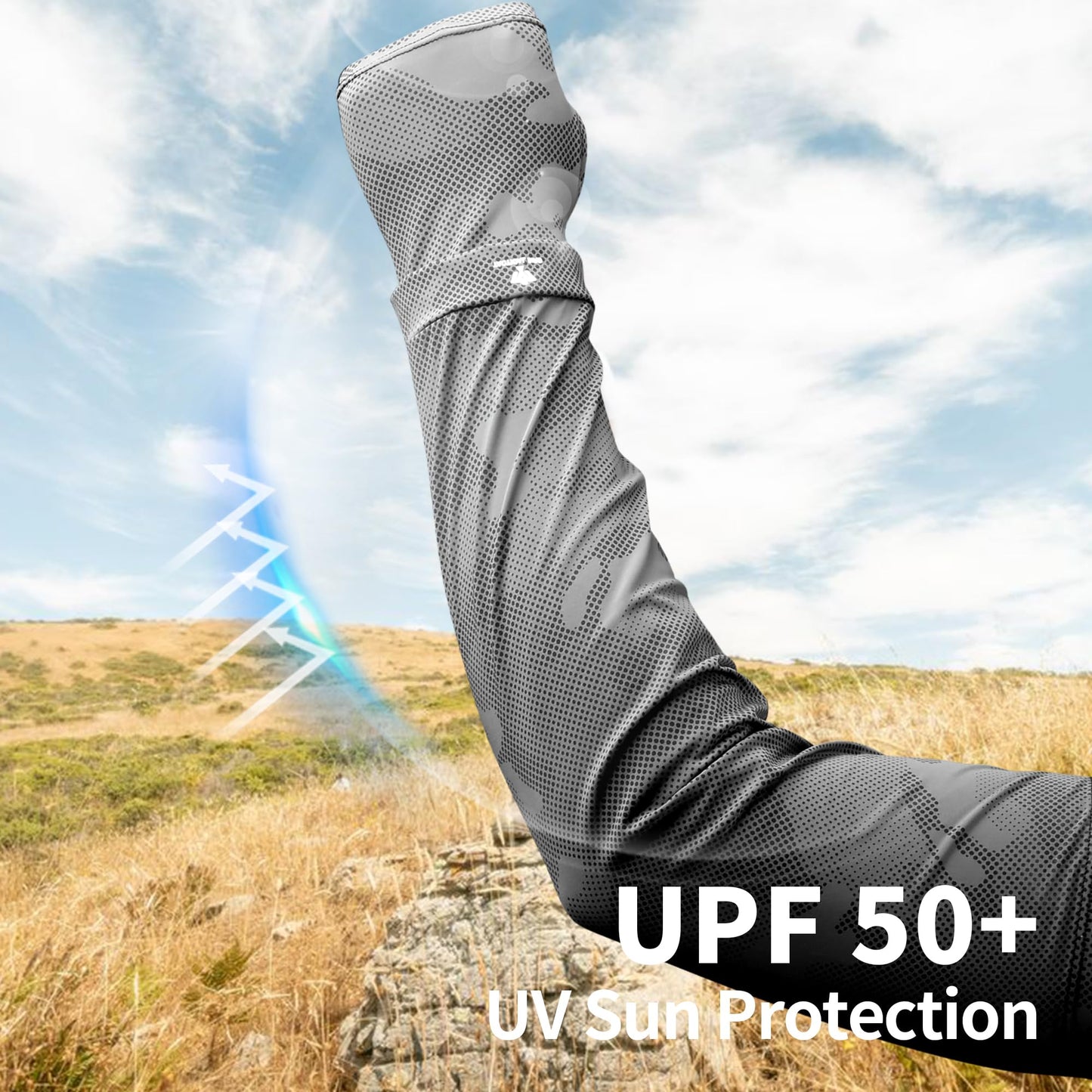 TACTICAL BIRD Loose Cooling Arm Sleeves for Men Women Youth - Tattoo Cover Up - Breathable, UPF 50+ UV Sun Protection, Sports Arm Sleeves (Black-gray, XL)