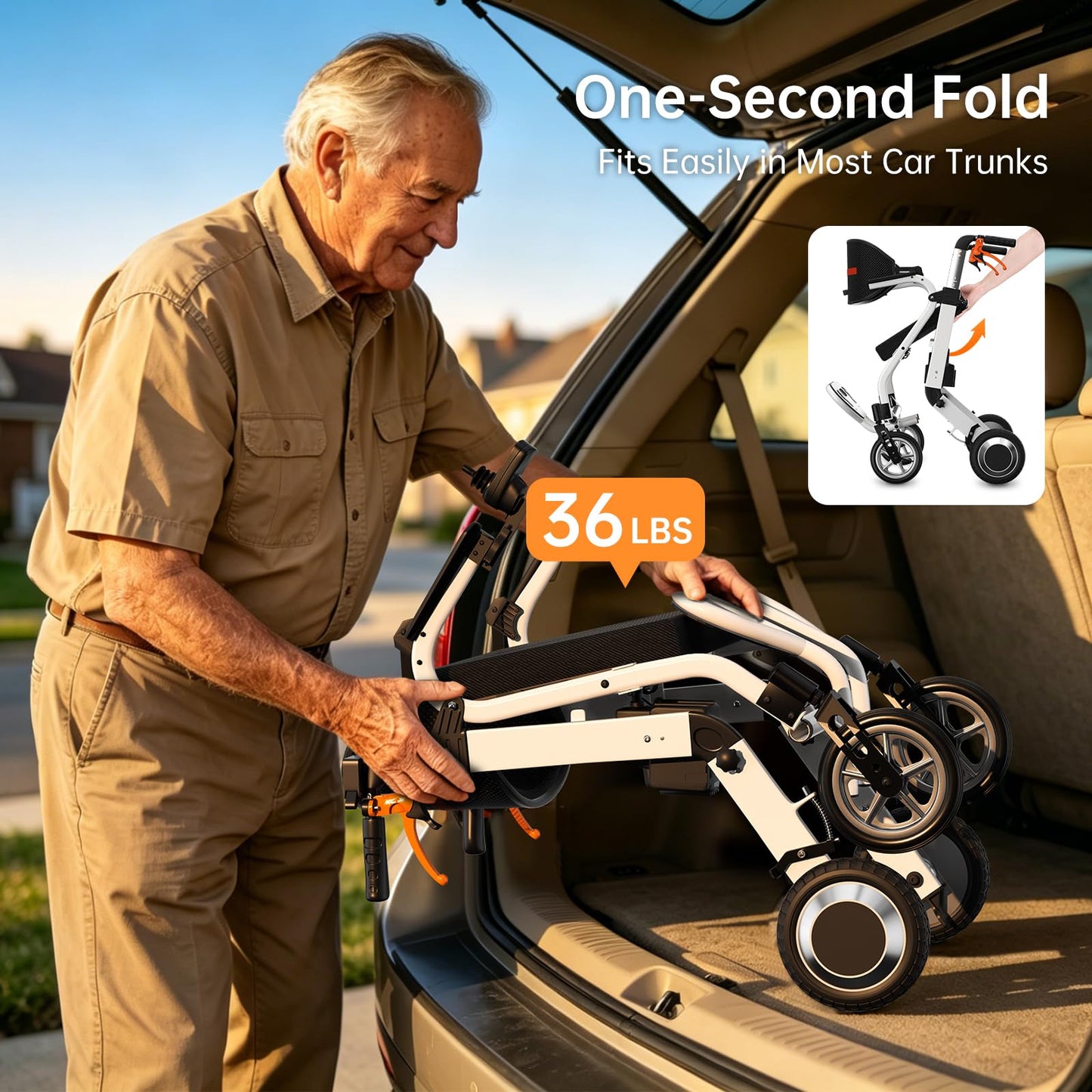 Tovyxxia 3-in-1 Electric Wheelchair & Rollator Walker Combo for Adults Seniors, 500W Powerful Motor, Lightweight Foldable Power Chair, 20-Mile Long Range, Airline Approved Motorized Wheelchair, White