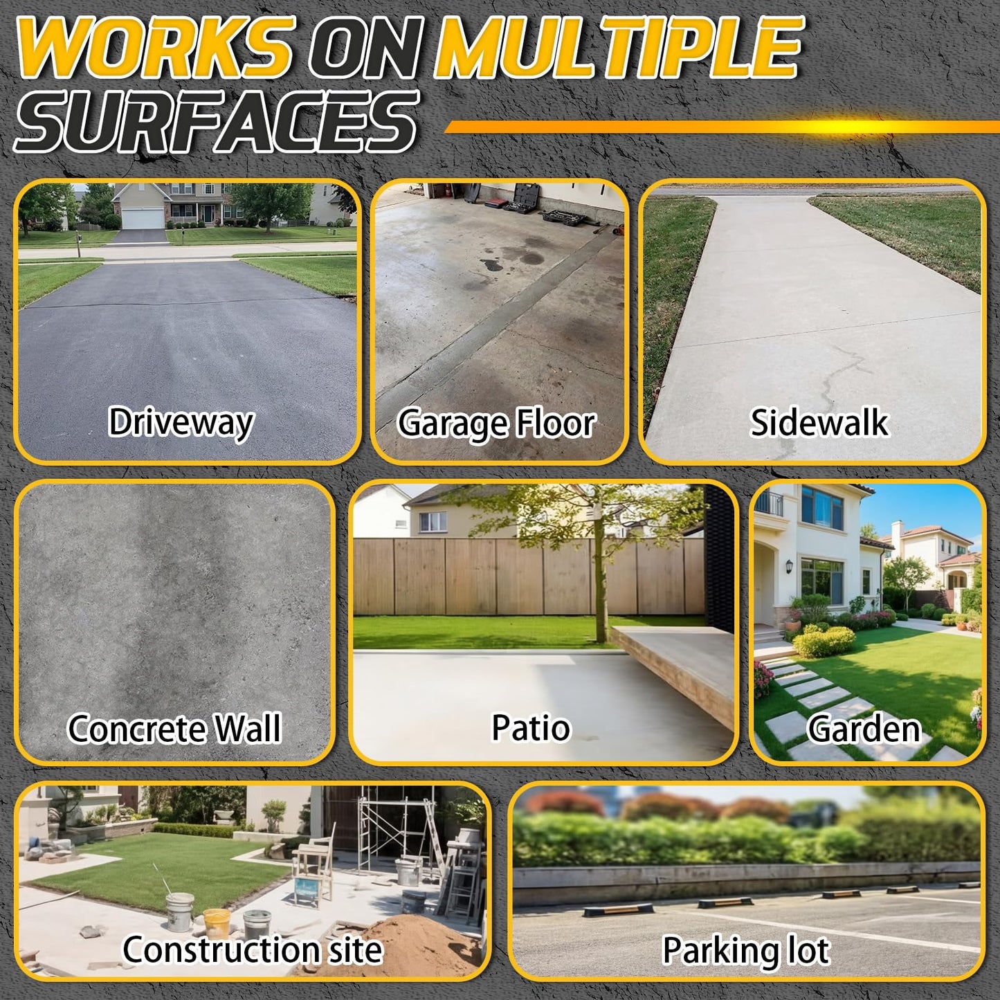 Concrete Crack Filler 3LB Gray - Heavy Duty Dry Granular Mortar Repair Kit for Driveways, Walkways & Patios - DIY Concrete Hole Filler with Quartz Sand, Includes Scraper, Brush & Gloves
