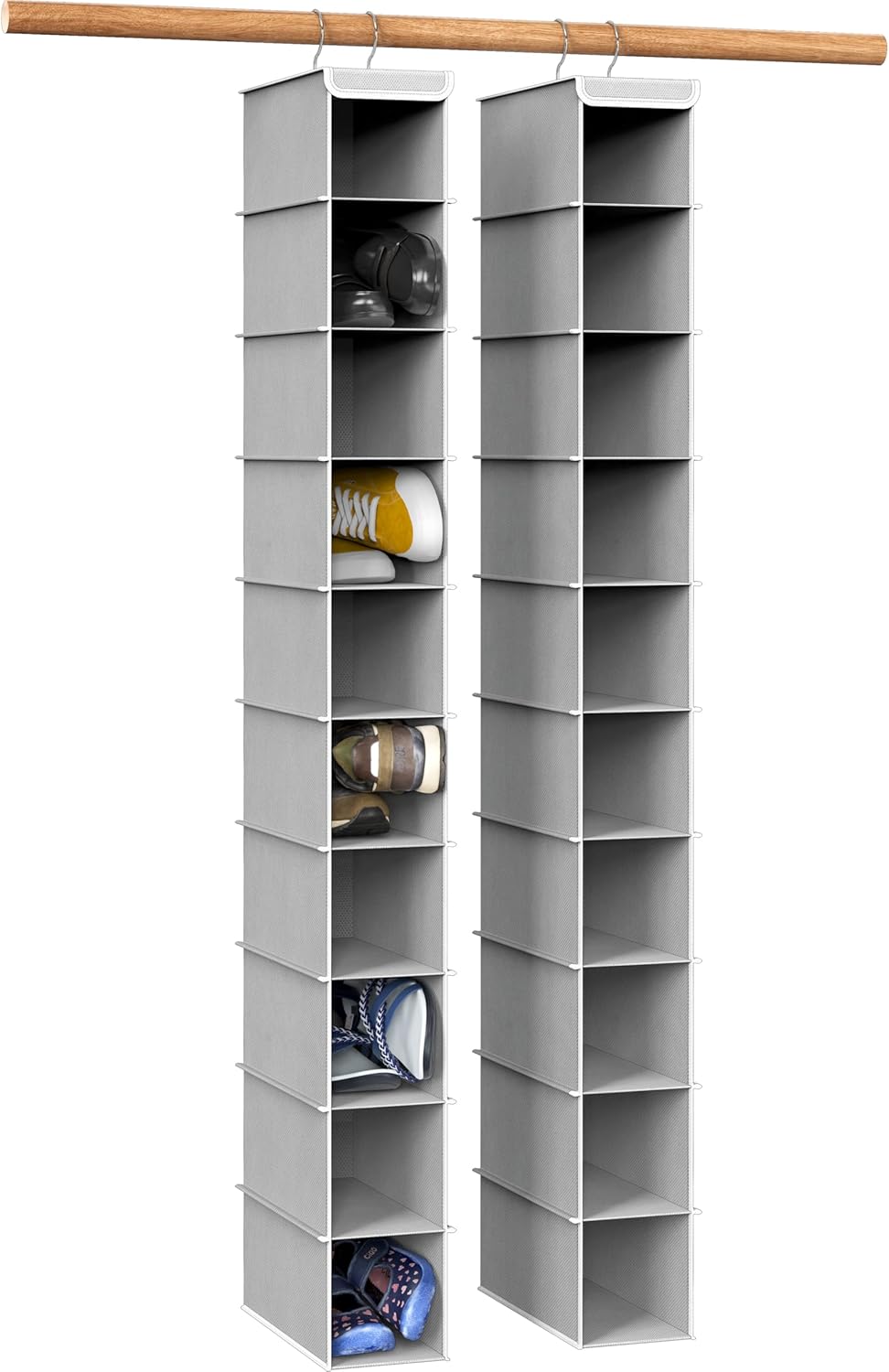 Simple Houseware 10-Shelf Hanging Organizer - Space-Saving Storage Solution | Gray, 2-Pack
