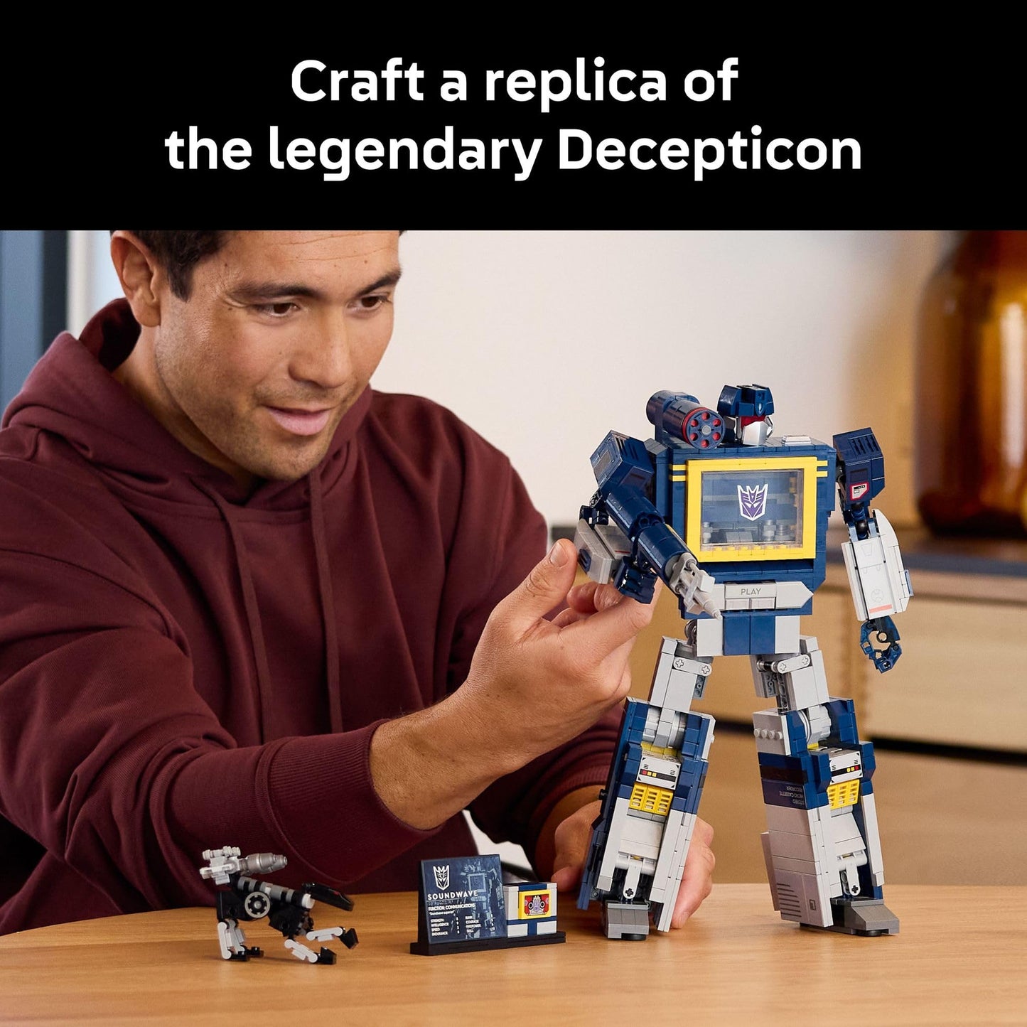 LEGO Icons Transformers: Soundwave - Building Set W/Sound Effects for Adults, 18+ - Model Kit W/Ravage & Laserbeak Figures - DIY Home Decor - Collectible Gift Idea for Sci-FI & Movie Fans - 10358