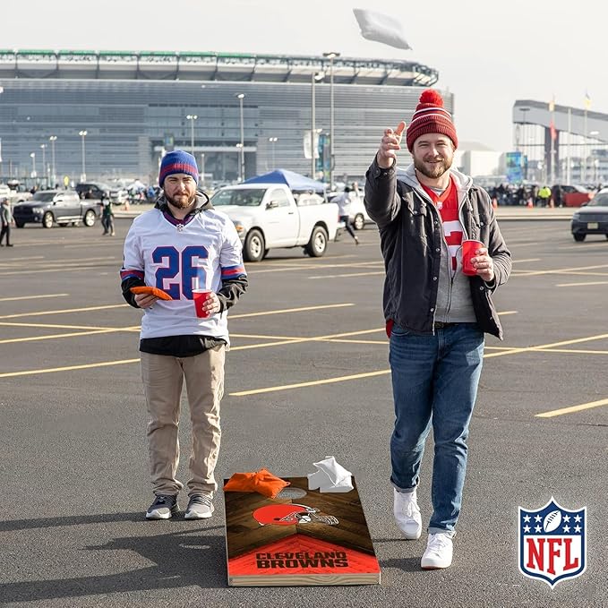 NFL Football 2' x 4' Regulation Size Solid Wood Cornhole Set with Direct Print HD Team Graphics Great Gift for Any Football Fan! Bean Bag Toss Family Outdoor Game